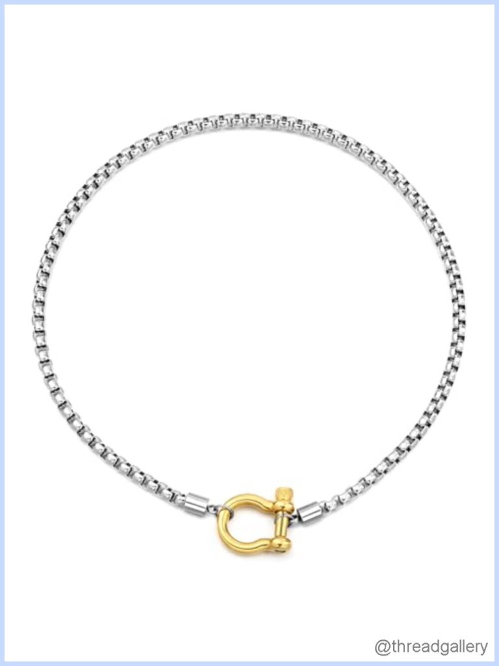 Screw Anchor Shackle Necklace Stainless Steel 18 Inch Rolo Wheat Chain